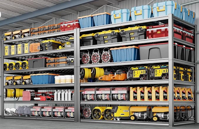 60" Wide Heavy Duty Garage Shelving Adjustable 6 Tier Garage Storage Shelves by PMKES