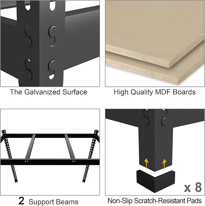 PrimeZone 3 Pack Storage Shelves 48" x 24" x 72", 5 Tier Adjustable Garage - Image 4