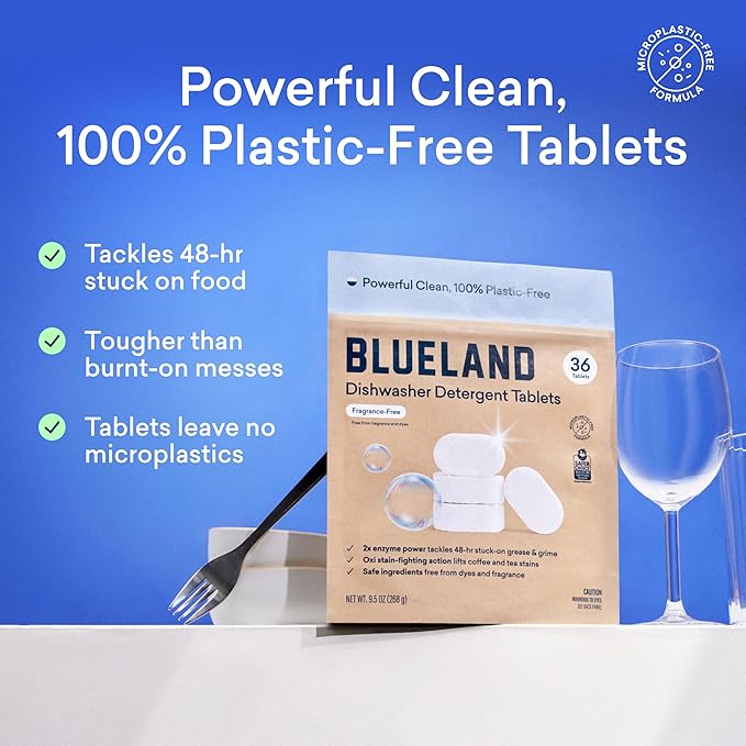 BLUELAND 100% Plastic-Free Dishwasher Detergent Tablets, Starter Set, Free & - Image 2