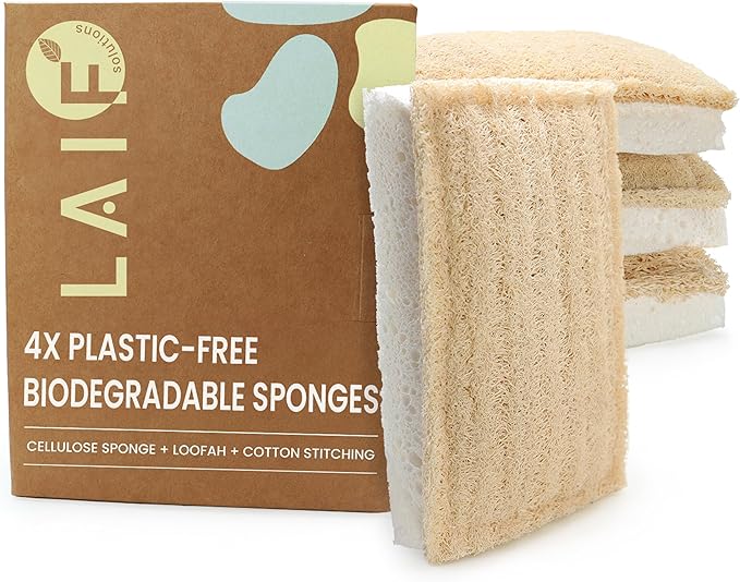 Natural Kitchen Sponges – Eco-Friendly, Compostable Dish Sponges – Loofah & by LAIF