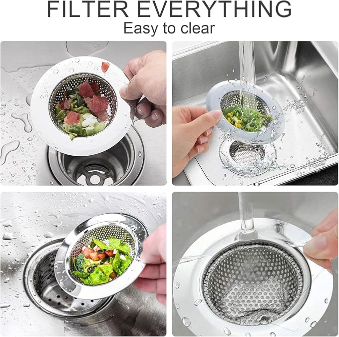 3pcs Heavy Duty Stainless Steel Slop Basket Filter Trap, 4.5" Top / 2.95" Mesh - Image 4