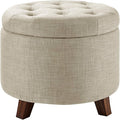 Amazon Basics Round Linen Ottoman by AmazonBasics