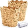 2 Pcs Wicker Trash Can with 50 Small Trash Bag Wicker Waste Woven Basket with by Ziliny
