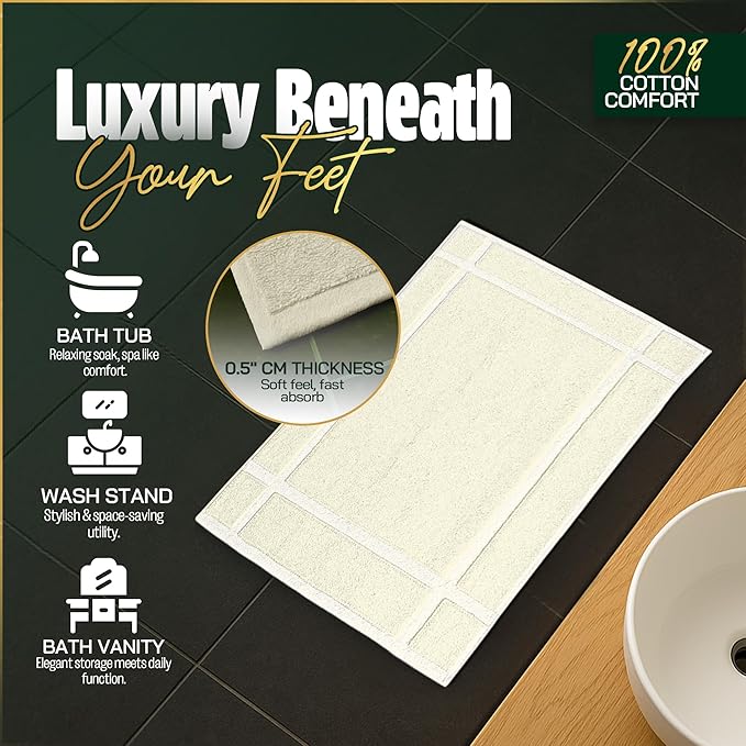 Pearl Linens Pack of 6 100% Cotton Bath Mat 20x30 inches, Soft & Absorbent - Image 6