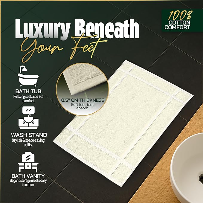 Pearl Linens Pack of 2 100% Cotton Bathmat 20x30 inches, Soft & Absorbent Quick - Image 6
