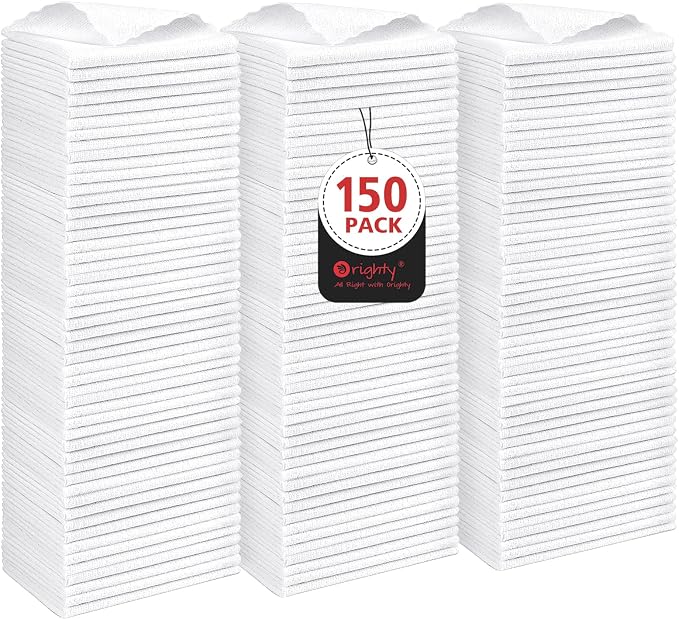 Orighty Cleaning Cloths Bulk, 150 Pack Shop Rags Reusable, Microfiber Cleaning by AllRightinOrighty