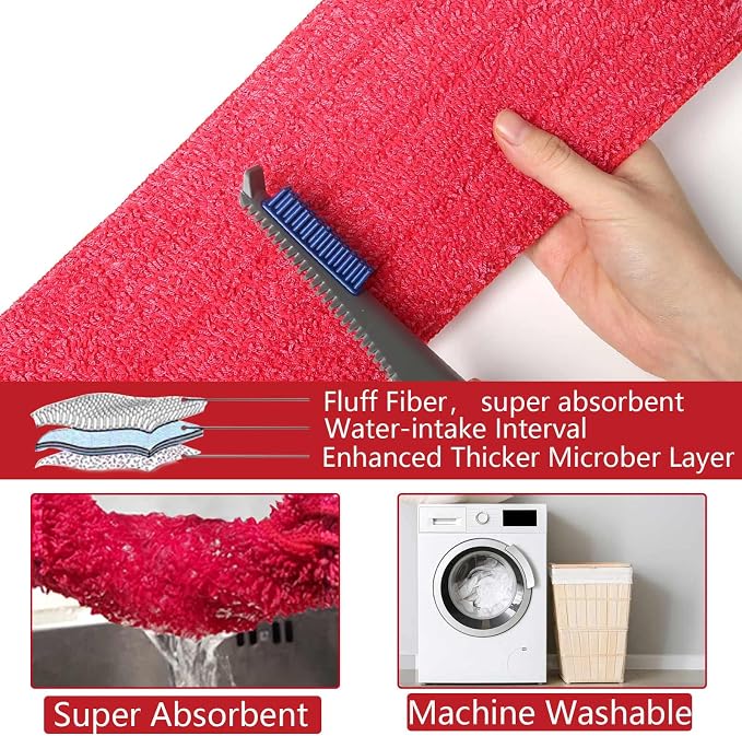 Mop for Floor Cleaning, Professional 18 Inch Washable Reusable 3 Pads Refills - Image 5