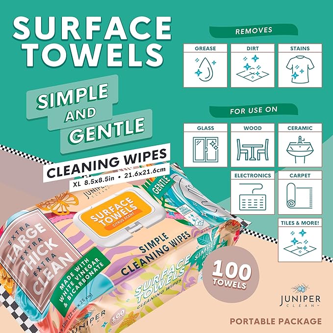 Single Surface Cleaning Wipes Bleach Free, Thick & Large Dispose, All-Purpose - Image 2