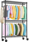 IZEUK 3 Tier Heavy Duty Rolling Garment Rack Wire Clothes Rack by IZEUK