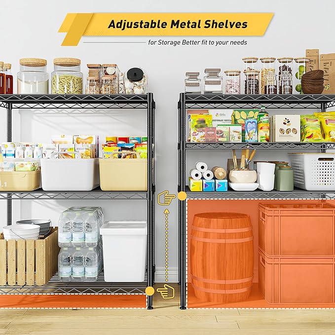 Storage Shelves Adjustable Wire Shelving Metal Wire Rack Shelving Unit Storage - Image 4