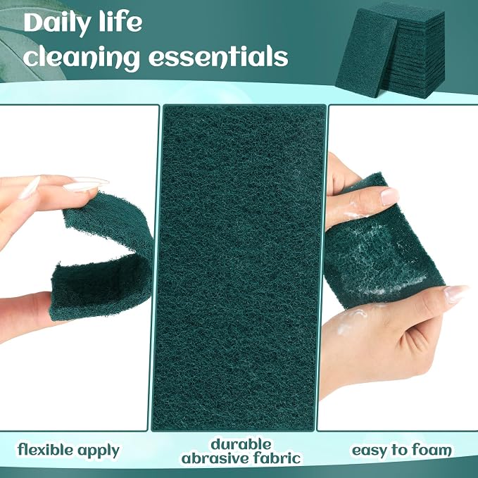 Hoolerry 50 Pcs Heavy Duty Scouring Pads Non Scratch Household Scrub Pads - Image 3