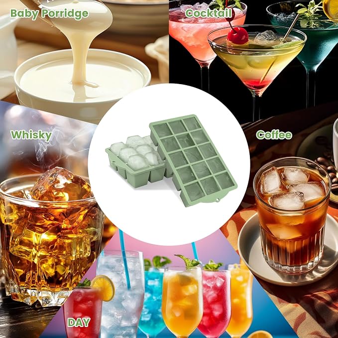 Silicone Ice Cube Tray, 3 Pack Easy-Release Stackable Ice Trays - Image 8