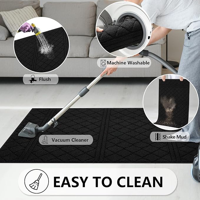 REFETONE Indoor Doormat, Front Back Door Mat 36"x59" Absorbent Rubber Backing - Image 6