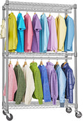 Heavy Duty Rolling Garment Rack 3 Tiers Adjustable Wire Shelving Clothes Rack by MEIGAOPLASTICANDMETALHKCOLIMITED