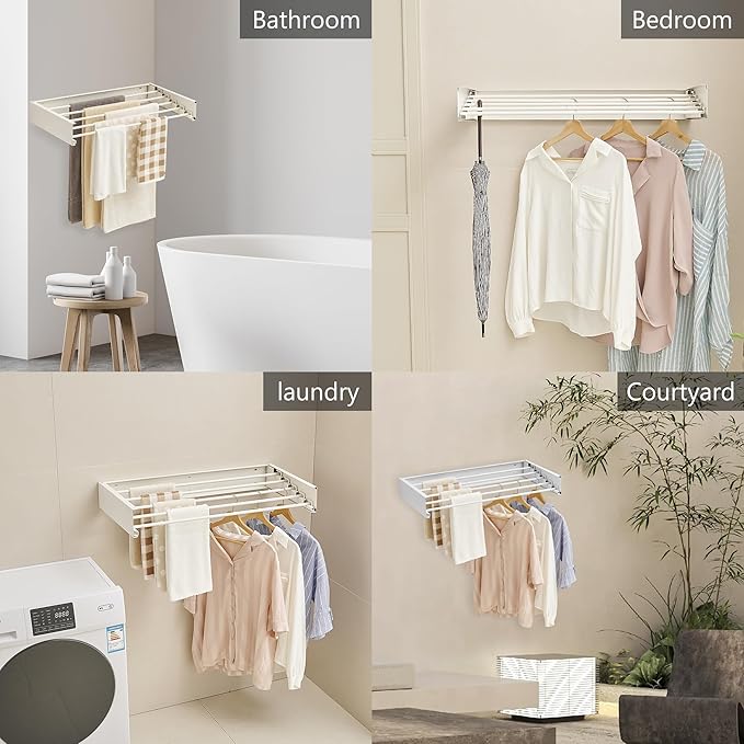 JOOM Laundry Drying Rack Collapsible, Wall Mounted Clothes Drying Rack - Image 4