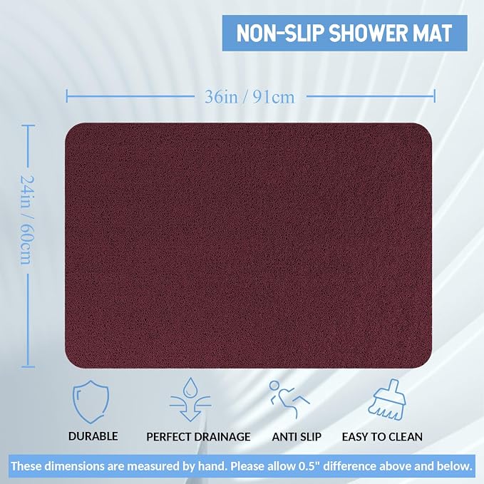 Non-Slip Bathtub Mat, Anti Slip Shower Mat, Fast Drying Bathtub Mats, Foot - Image 2