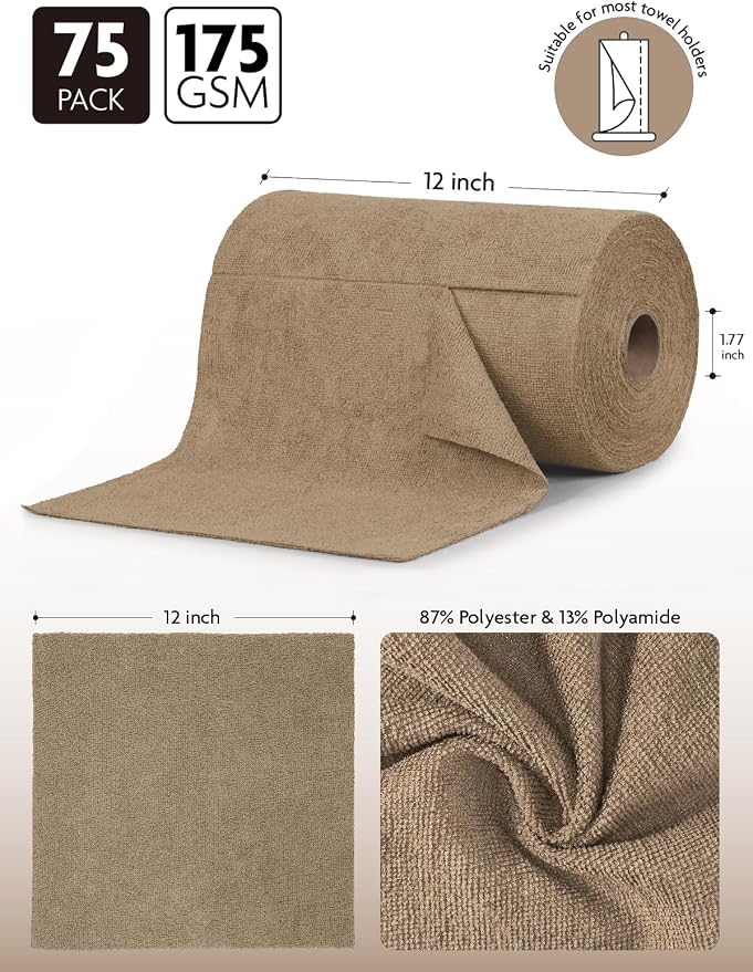 Fantasticlean Microfiber Cleaning Cloth Roll -75 Pack, Tear Away Microfiber - Image 7