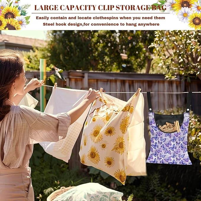 2 Pcs Butterfly Purple Clothespin Bag - Image 6