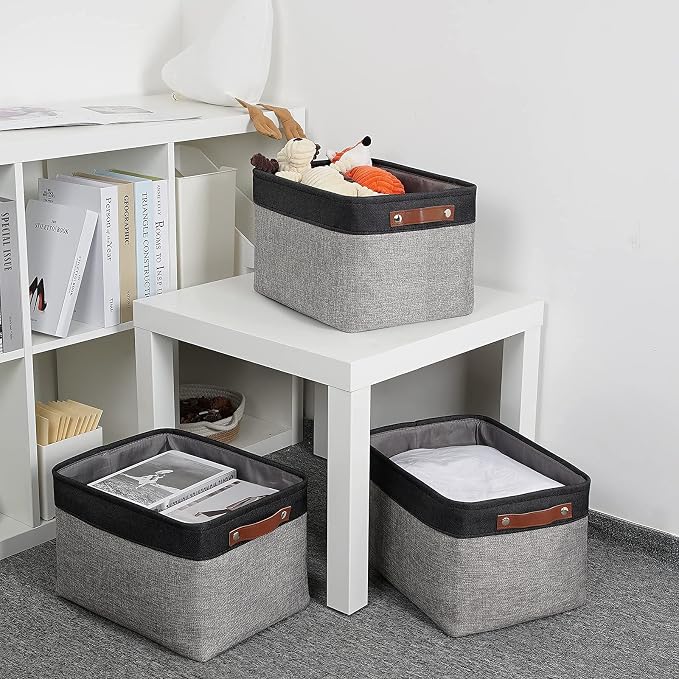 DULLEMELO Fabric Baskets for Storage, Rectangular Fabric Storage Bins - Image 5