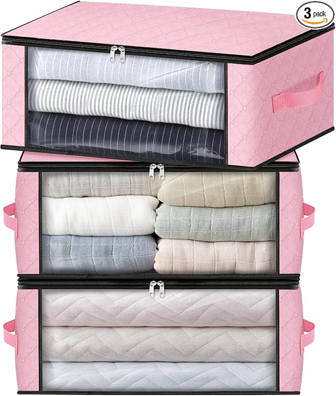 HomeHacks Storage 3-Pack Clothes Organizer Storage Bags Foldable Storage Box by HomeHacks