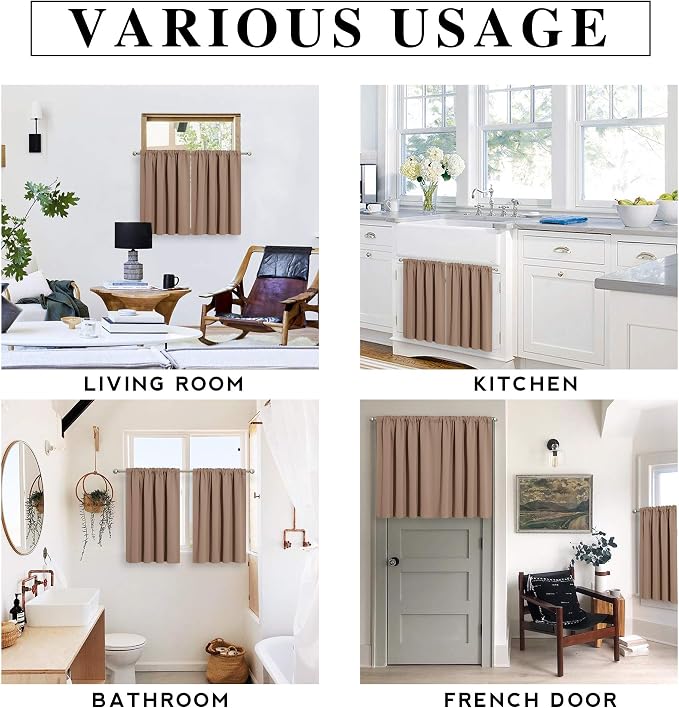 RYB HOME Half Window Curtains Blackout Shades Small Draperies - Image 5