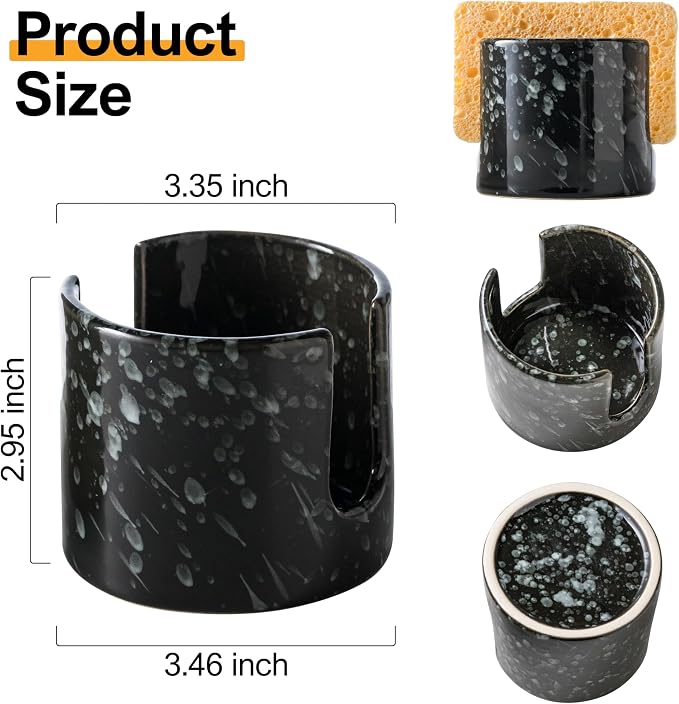 Sponge Holder for Kitchen, Ceramic Sink Caddy Scrub Sponge Rack Dish Rack - Image 3