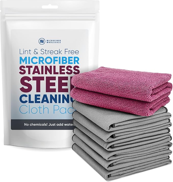 Claro Stainless Steel Cleaner Cloth 8-Pack – Microfiber Cleaning Cloths by MicrofiberWholesale