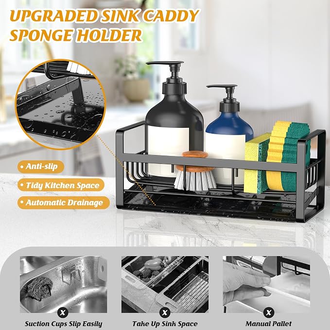 Sponge Holder for Kitchen Sink, Stainless Steel Kitchen Sink Organizer - Image 2