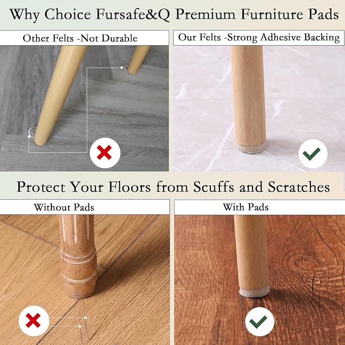Fursafe&Q Felt Furniture Pads for Hardwood Floors - Image 3