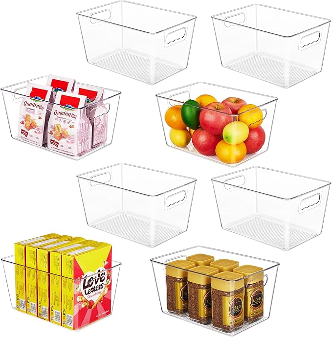 YIHONG Clear Plastic Storage Bins, 8 Pack Pantry Organizer Bins by YIHONG
