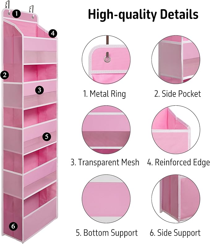 Over Door Organizer with 5 Large Pockets, Heavy Duty Hanging Organizer Storage - Image 4