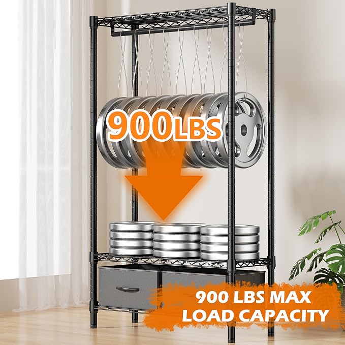 Heavy Duty Rolling Garment Rack 3 Tiers Adjustable Wire Shelving - Image 4