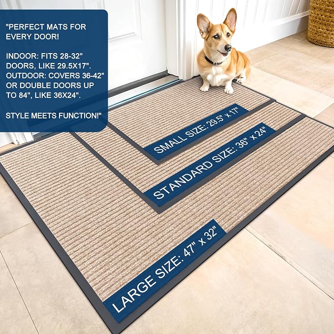 OLANLY Front Door Mat Indoor Outdoor Entrance, Waterproof Heavy Duty Doormat - Image 2