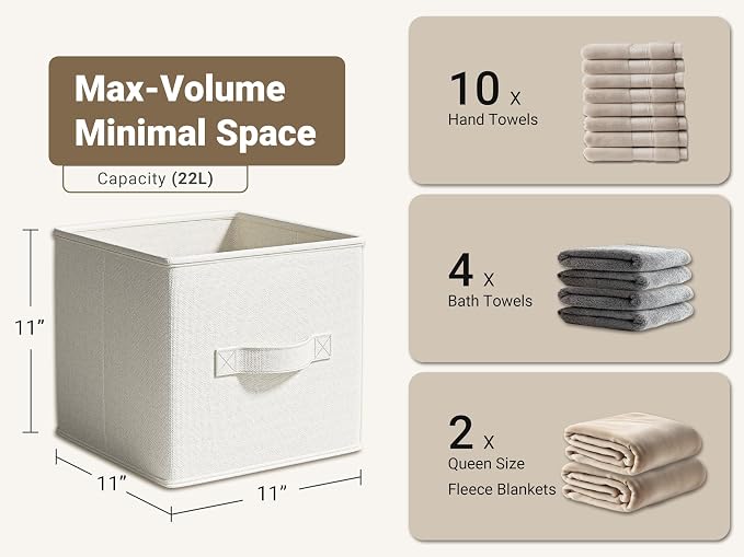 4 Pack Foldable Fabric Closet Storage Bins, 11Inch Organizer Cubes - Image 3