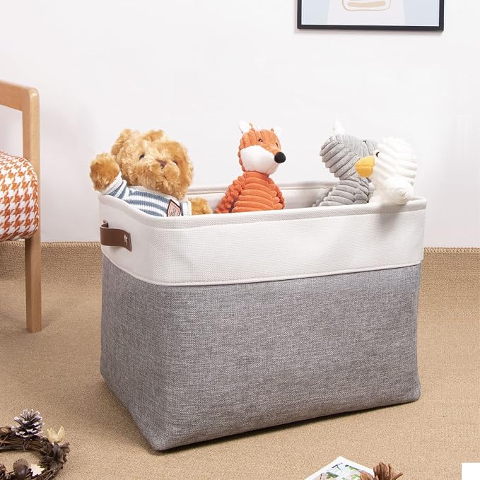 DULLEMELO Storage Baskets Large 16"x12"x12" Tall Rectangular Baskets Fabric - Image 3