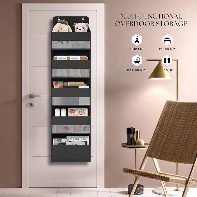 Over Door Organizer with 5 Large Pockets, Heavy Duty Hanging Organizer Storage - Image 6