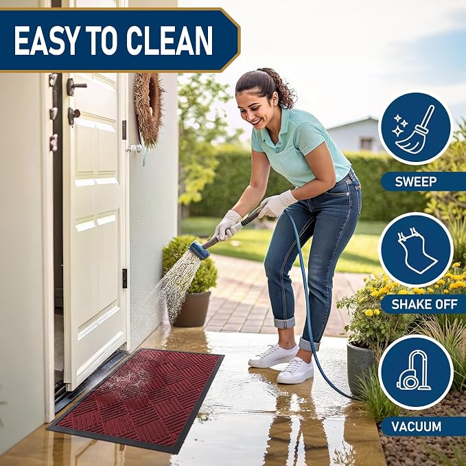 Smiry Front Door Mat Outside Entrance, Heavy Duty Outdoor Indoor Natural Rubber - Image 6