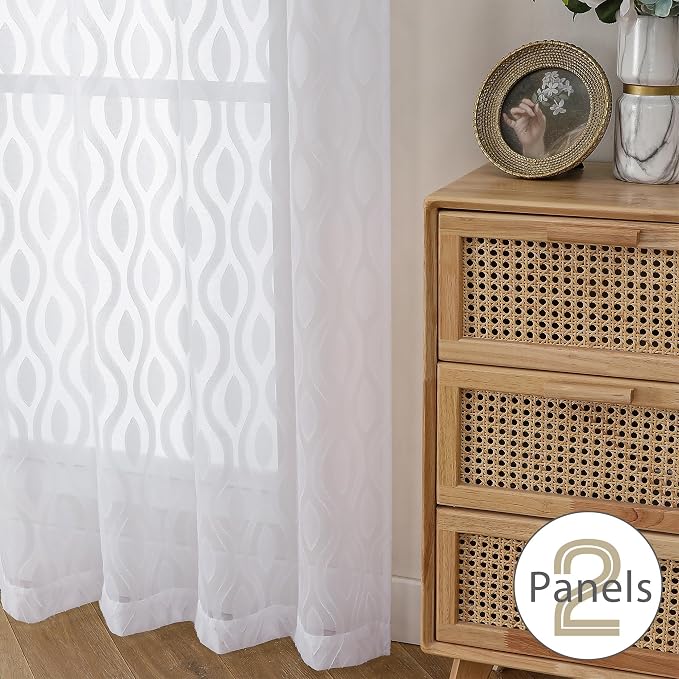 Aiyufeng White Sheer Curtains 45 Inch Length 2 Panels Set, Farmhouse Clip - Image 6