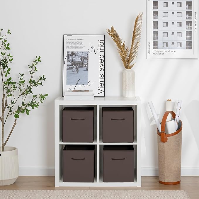 StorageWorks Brown Storage Cubes, 11 Inch Cube Storage Bins - Image 4