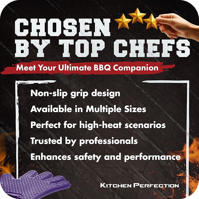 KITCHEN PERFECTION S Silicone Smoker Oven Gloves -Extreme Heat Resistant BBQ - Image 6