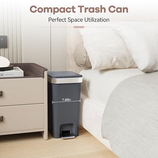 Small Bathroom Trash Can with Lid Soft Close, 10 Liter/2.6 Gallon Slim Garbage - Image 3