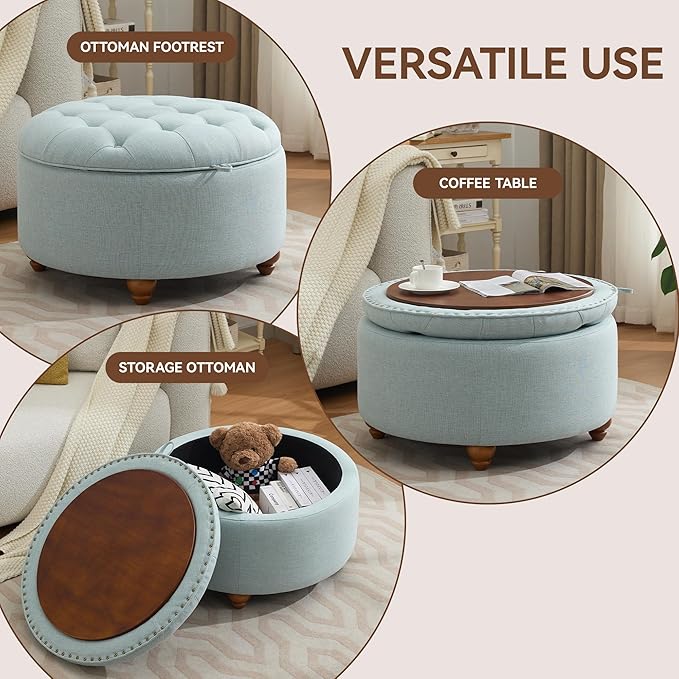30Inch Round Storage Ottoman - Image 6