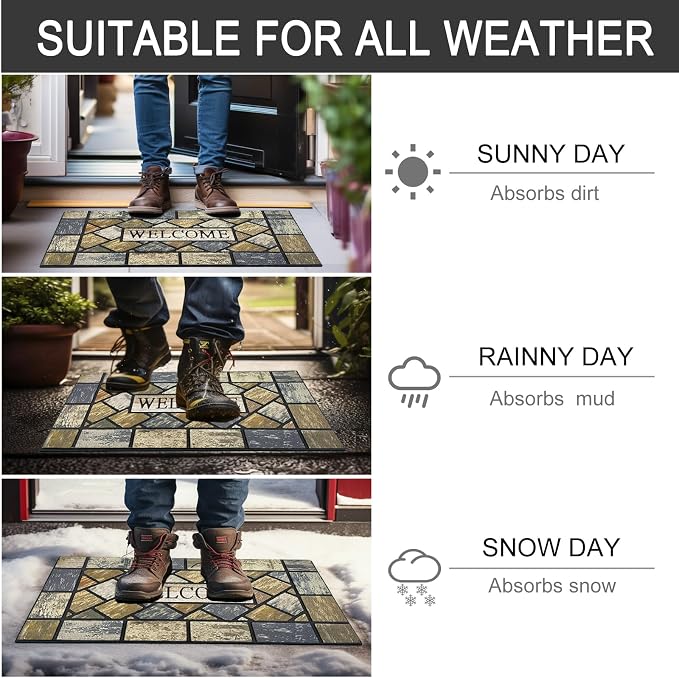 CHICHIC 18 x 30 Inch Square Welcome Door Mat Front Doormat Outdoors - Image 6