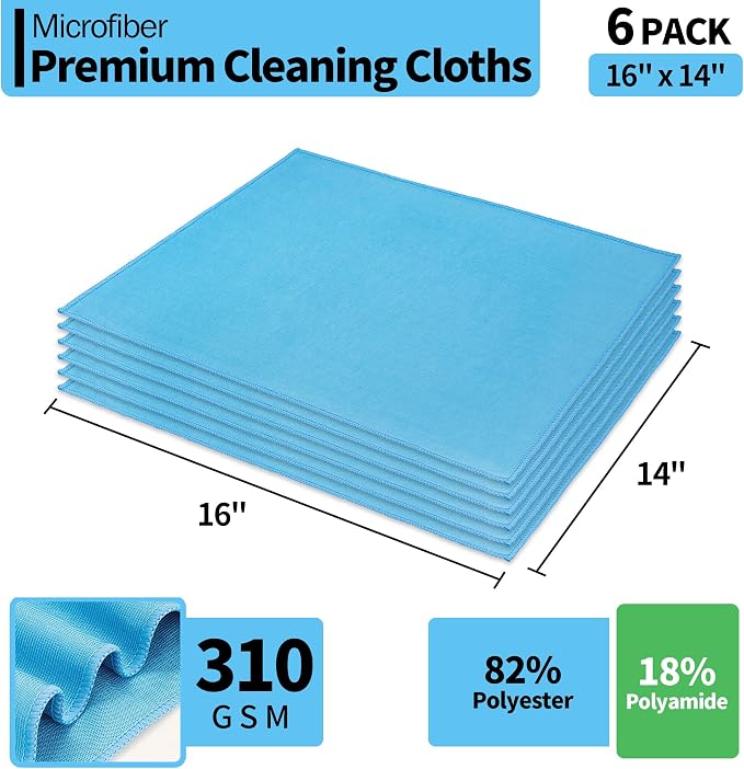 HOMERHYME Microfiber Glass Cleaning Cloth, 6 Pack Window Glass Cleaning Rags - Image 3