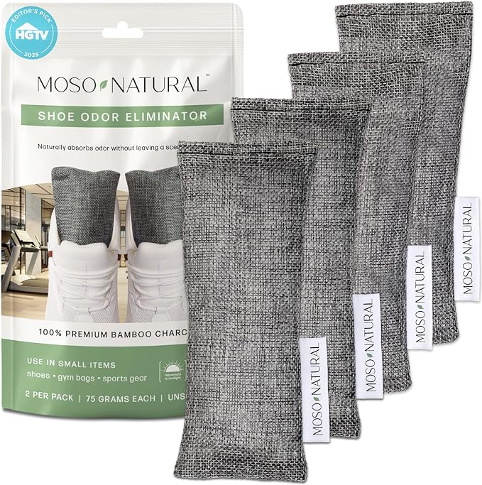 Moso Natural Shoe Deodorizer Inserts, Charcoal Odor Absorber by MosoNatural