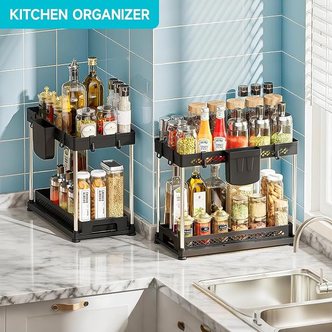 Under Sink Organizer, 2 Tier Pull Out Cabinet Organizer - Image 3