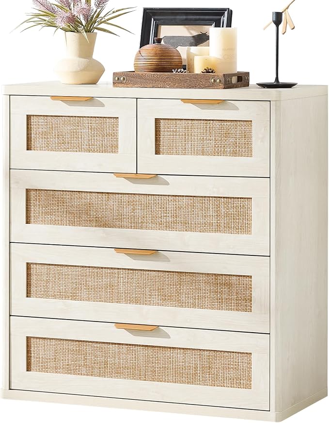 LEYAOYAO White Dresser for Bedroom, 33.5" Tall Chest of Drawers, Modern 5 by LEYAOYAO-Findtheshiningpointofyourideallife%EF%BC%81