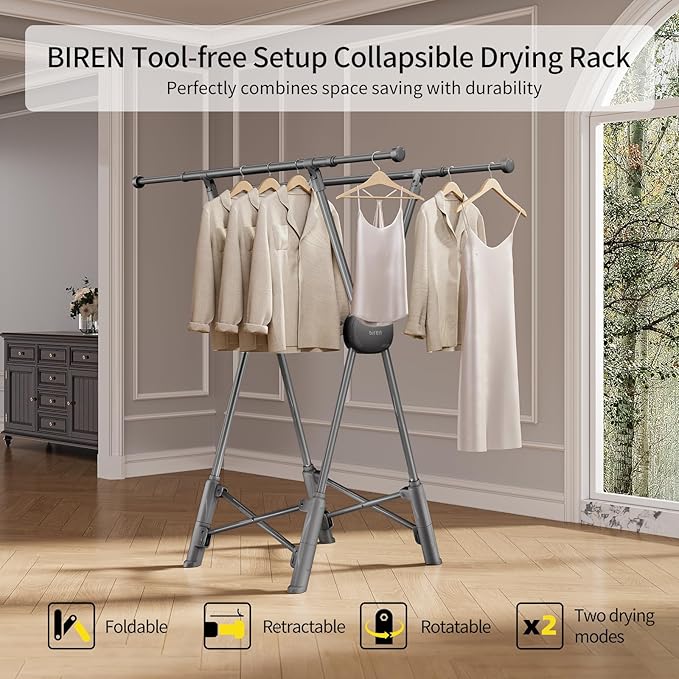 BIREN Clothes Drying Rack Heavy Duty Clothing Racks Extending Laundry Rack Two - Image 2