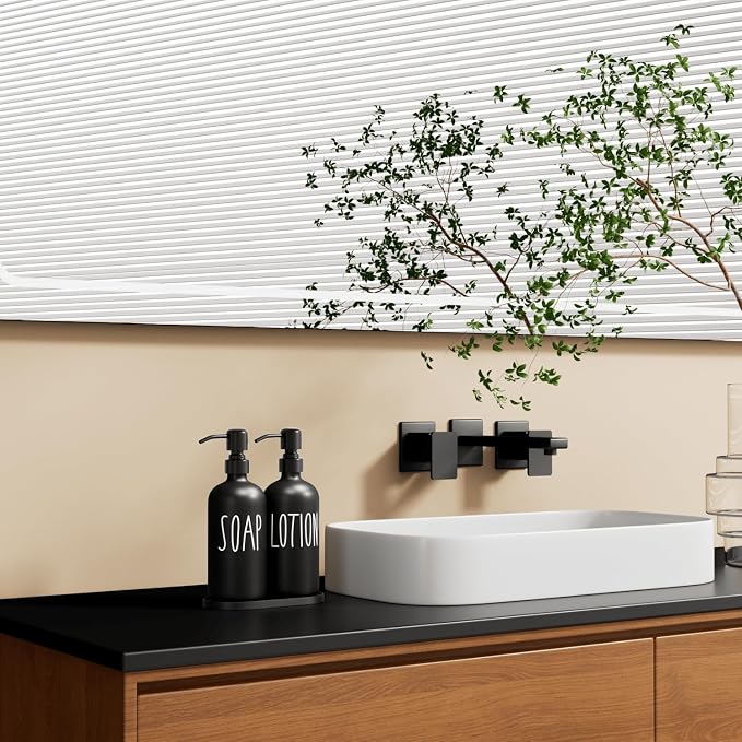 MOMEEMO Black Soap Dispenser Bathroom, Contains Lotion and Hand Soap Dispenser - Image 3