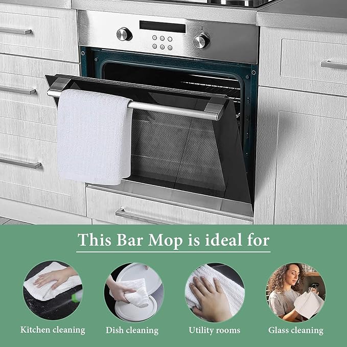 Bar Mop White Ribbed 16x19 Pack of 24, 100% Cotton Absorbent Kitchen Towel Dish - Image 4